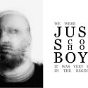 black and white pixelated portrait of a man paired with black text on a white background reading 'we were just school boys it was very hard in the beginning'